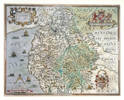 Carte de Westmorland et Cumberland - Christopher Saxton