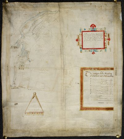 Carte des manoirs de Bayford et Goodmanston à Murston et Sittingbourne, co. Kent: 1590 - Christopher Saxton