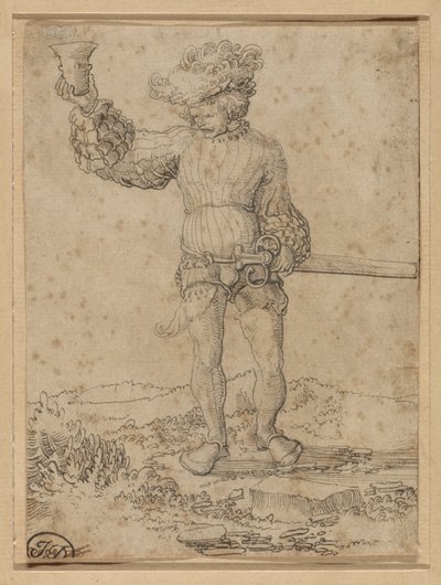 Soldat mercenaire dans un paysage - Circle of Wolf Huber