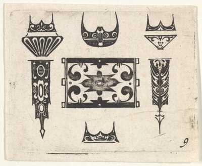 Gravure en noir avec neuf motifs - Claes Jansz Visscher