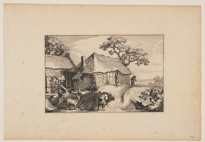 Path Along a Barn, from Paysages (Verscheyden aerdige Lanthuysen...) - Claes Jansz. Visscher