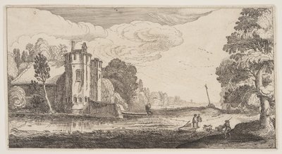 Maison de campagne avec deux tours hexagonales, extrait de Paysages (Playsante Lantschappen) - Claes Jansz. Visscher II