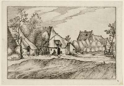 Fermes dans un village, planche huit après Images de fermes, de maisons de campagne et de villages rustiques (Praediorum villarum et rusticarum casularum icones) - Claes Jansz. Visscher II