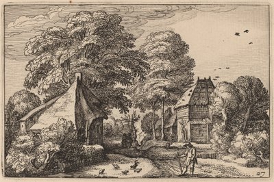 Route avec grange et cottages - Claes Jansz Visscher after Johannes van Doetechum, the Elder after Lucas