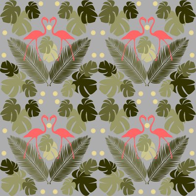 Flamant et palmiers - Claire Huntley