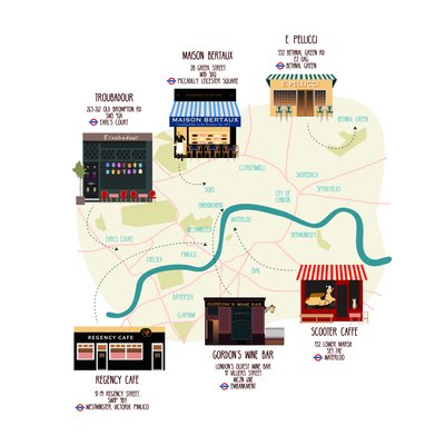 Carte des restaurants et bars uniques de Londres - Claire Huntley