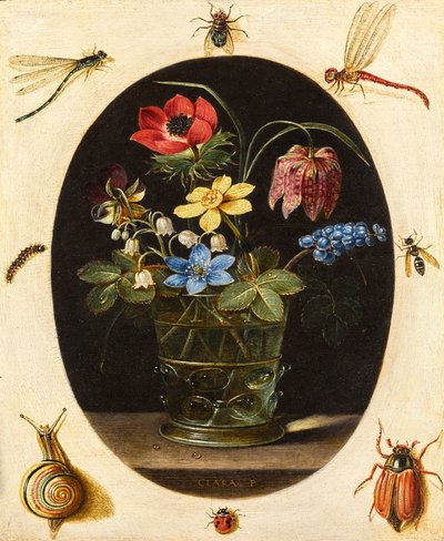 Nature morte aux fleurs entourées d