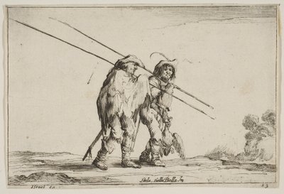 Planche 13 : Deux piquiers marchant vers la droite, chacun avec leurs piques dans la main droite - Claude Goyrand