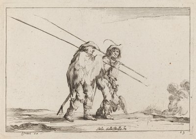 Deux piquiers voyageant à pied - Claude Goyrand after Stefano Della Bella