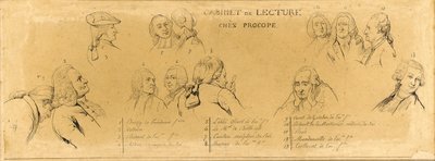 Personnages principaux de "Voltaire dans la salle de lecture au Procope" - Claude Jacquand