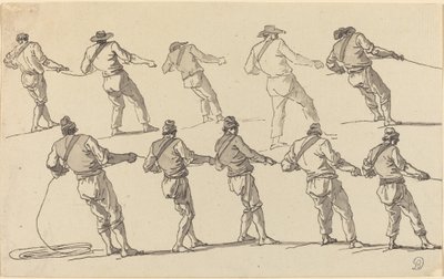 Dix hommes tirant sur des cordes - Claude Joseph Vernet