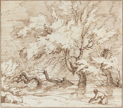 Arbres reflétés dans un ruisseau - Claude Joseph Vernet