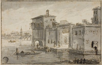 Bâtiments au bord du lagon - Claude Lorrain