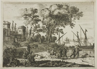 Scène côtière avec un artiste dessinant - Claude Lorrain