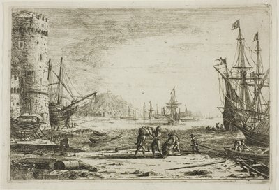 Port avec une grande tour - Claude Lorrain
