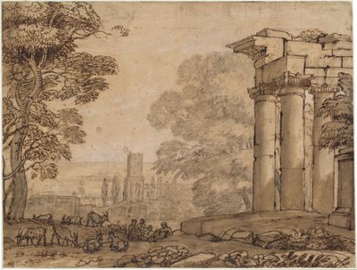 Paysage avec ruines, figures pastorales et arbres - Claude Lorrain