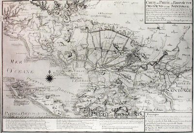 Atlas 131 H f.42 Carte du Bas Poitou, Aunis et Saintonge avec les marais de la baie de l