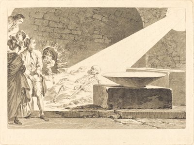 Fragonard et Bergeret avec leurs épouses visitant une tombe à Pompéi - Claude Mathieu Fessard after Jean Honoré Fragonard