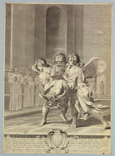 Saint Pierre Nolasque porté aux offices par des anges - Claude Mellan