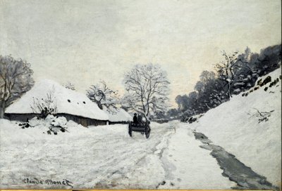 Charrette, route sous la neige à Honfleur - Claude Monet