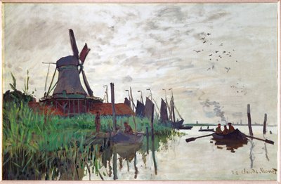 Moulin a Zaandam (huile sur toile) - Claude Monet