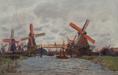 Moulins à vent à Westzijderveld près de Zaandam - Claude Monet