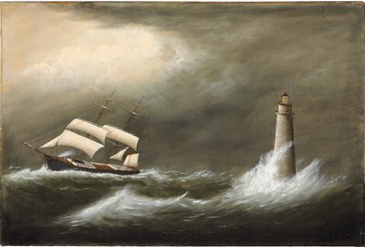 Navires passant devant le phare de Minot - Clement Drew