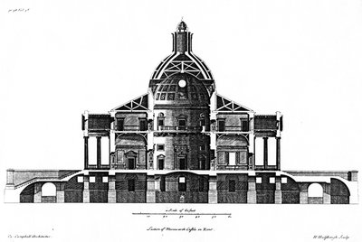 Section du château de Mereworth dans le Kent, gravée par H. Hulsbergh, c.1722-24 - Colen Campbell