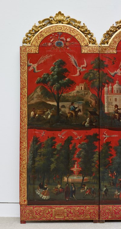 Biombo avec vues de Mexico - Colonial Spanish
