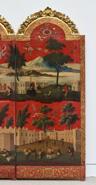 Biombo avec vues de Mexico - Colonial Spanish