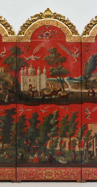Biombo avec vues de Mexico - Colonial Spanish