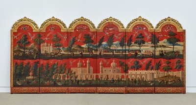 Biombo avec vues de Mexico - Colonial Spanish