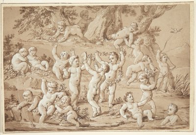 Un Grand Groupe de Putti Jouant Paisiblement près d