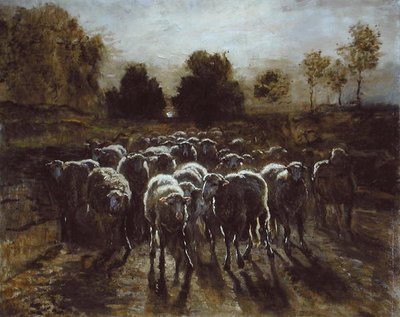 Troupeau de moutons, ou Le retour du troupeau - Constant Emile Troyon