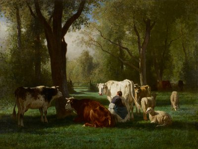 Paysage avec bovins et moutons - Constant Emile Troyon