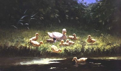 Canetons au bord de la rivière - Constant Artz