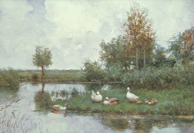 Canards dans un paysage fluvial - Constant Artz