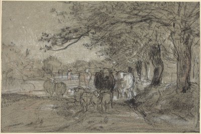 Vaches et moutons sous les arbres - Constant Troyon