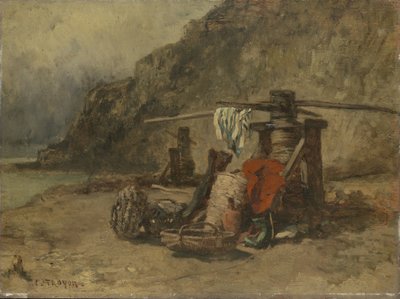 Paysage de plage avec cabestans - Constant Troyon