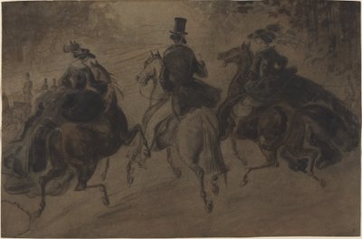 Cavalier et deux dames à cheval - Constantin Guys