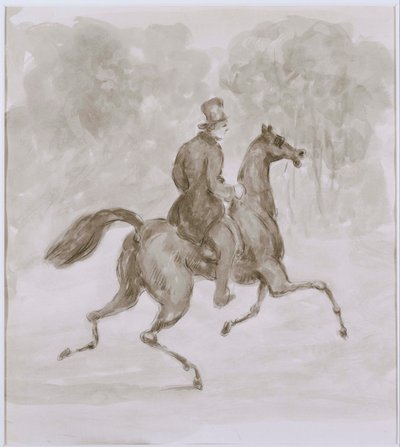 Homme sur un cheval au trot - Constantin Guys