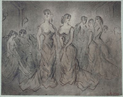 Scène intérieure de maison publique, femmes et hommes, vers 1875 - Constantin Guys