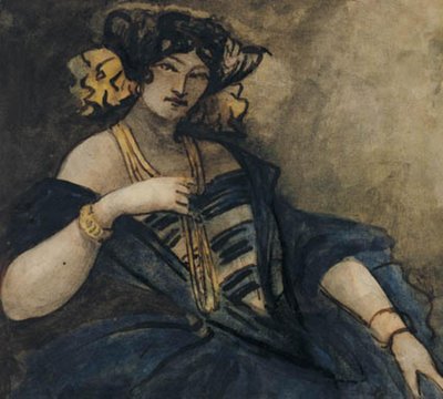 Femme élégamment vêtue, assise, demi-figure - Constantin Guys