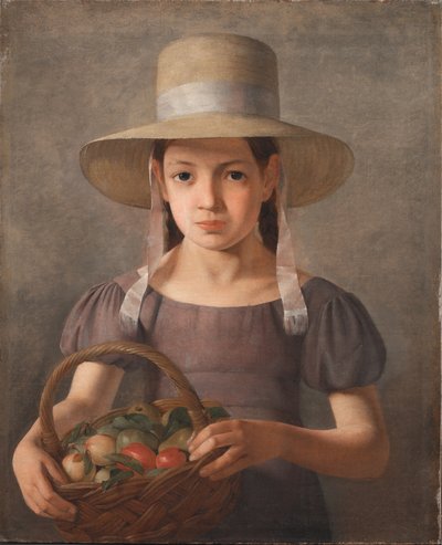 Une fille avec des fruits dans un panier - Constantin Hansen