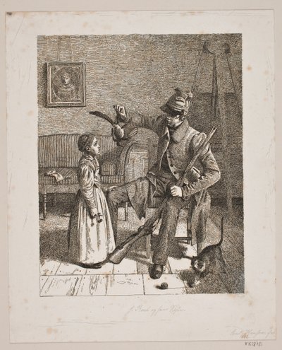 Danish : Un chasseur montrant sa proie à une petite fille - Constantin Hansen