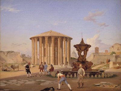 Piazza della Bocca della Verità avec le soi-disant temple de Vesta à Rome - Constantin Hansen