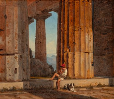 Vue du temple de Poséidon à Paestum - Constantin Hansen