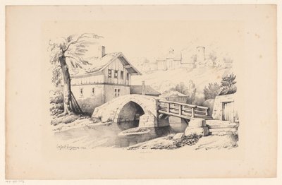 Pont et maison dans un paysage vallonné - Constantinus Cornelis Huysmans
