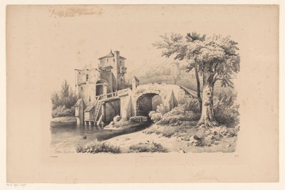 Paysage avec pont et tour de fortification - Constantinus Cornelis Huysmans