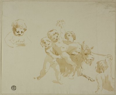 Putti jouant avec une chèvre - Conte Antonio Maria Zanetti the Elder